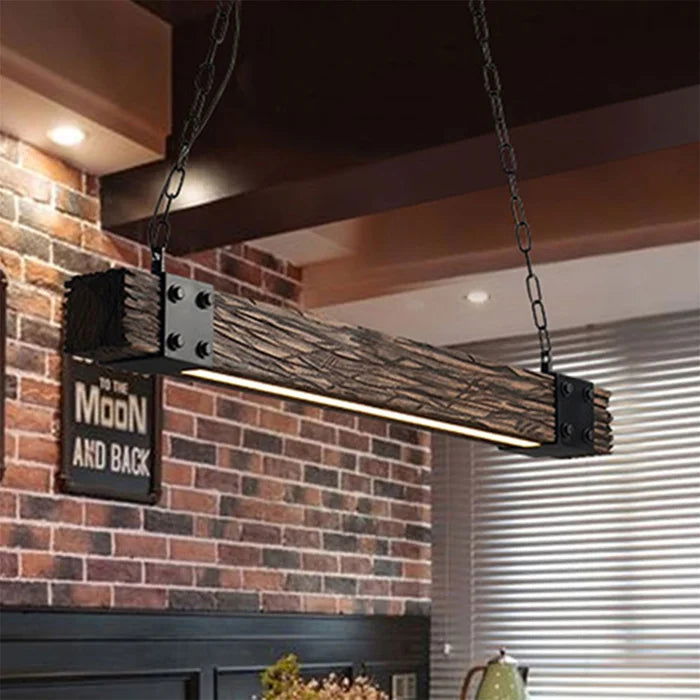 Solid Wood Vintage Square Linear LED Hanging Light - Furnishiaa -  - 