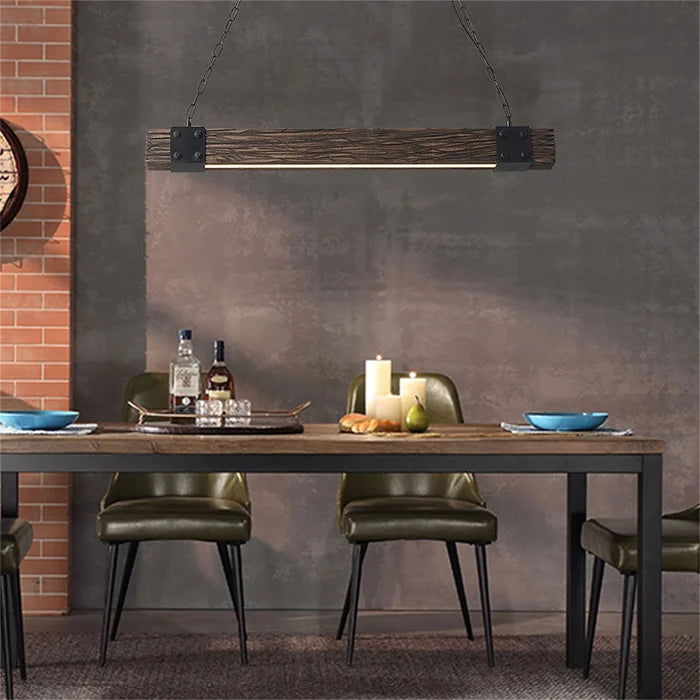 Solid Wood Vintage Square Linear LED Hanging Light - Furnishiaa -  - 