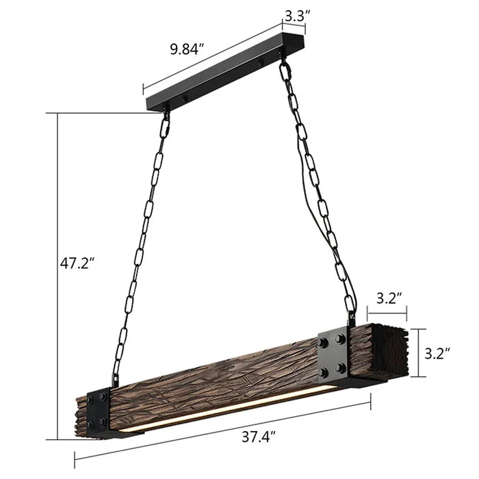 Solid Wood Vintage Square Linear LED Hanging Light - Furnishiaa -  - 