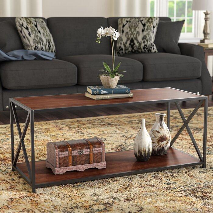 Solid Wooden & Iron Center Coffee Table for Home (Black) - Furnishiaa -  - 