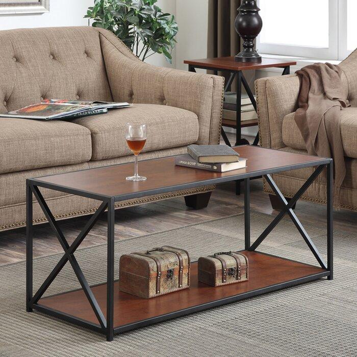 Solid Wooden & Iron Center Coffee Table for Home (Black) - Furnishiaa -  - 