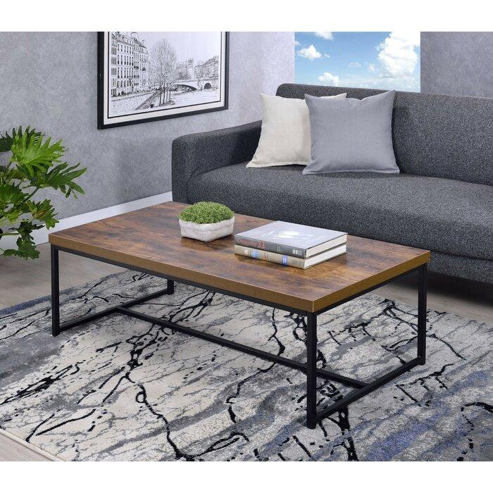 Solid Wooden & Iron Center Coffee Table for Home (Black) - Furnishiaa -  - 