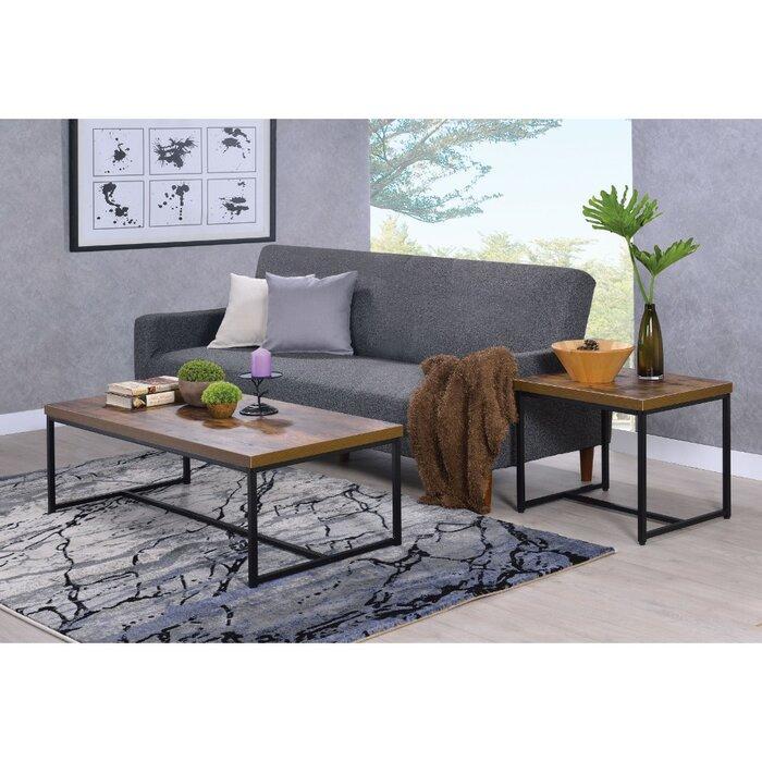 Solid Wooden & Iron Center Coffee Table for Home (Black) - Furnishiaa -  - 