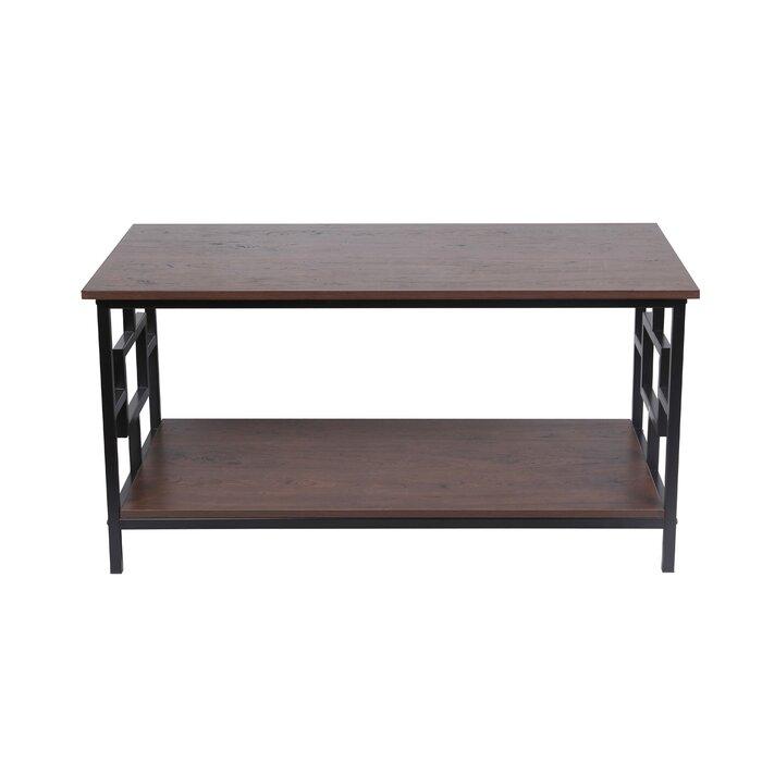 Solid Wooden & Iron Center Coffee Table for Home (Black) - Furnishiaa -  - 