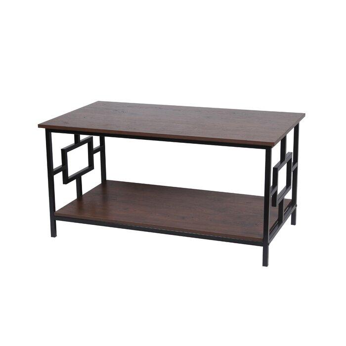 Solid Wooden & Iron Center Coffee Table for Home (Black) - Furnishiaa -  - 