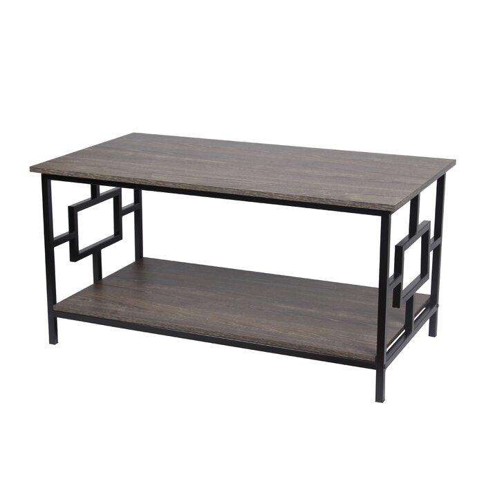 Solid Wooden & Iron Center Coffee Table for Home (Black) - Furnishiaa -  - 