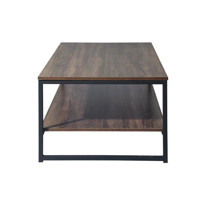 Solid Wooden & Iron Center Coffee Table for Home (Black) - Furnishiaa -  - 