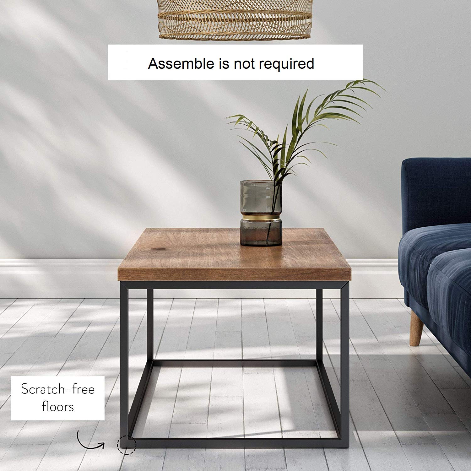 Solid Wooden & Iron Center Coffee Table for Home (Black) - Furnishiaa -  - 