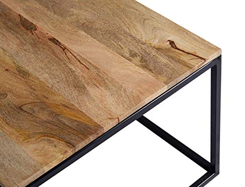 Solid Wooden & Iron Center Coffee Table for Home (Black) - Furnishiaa -  - 