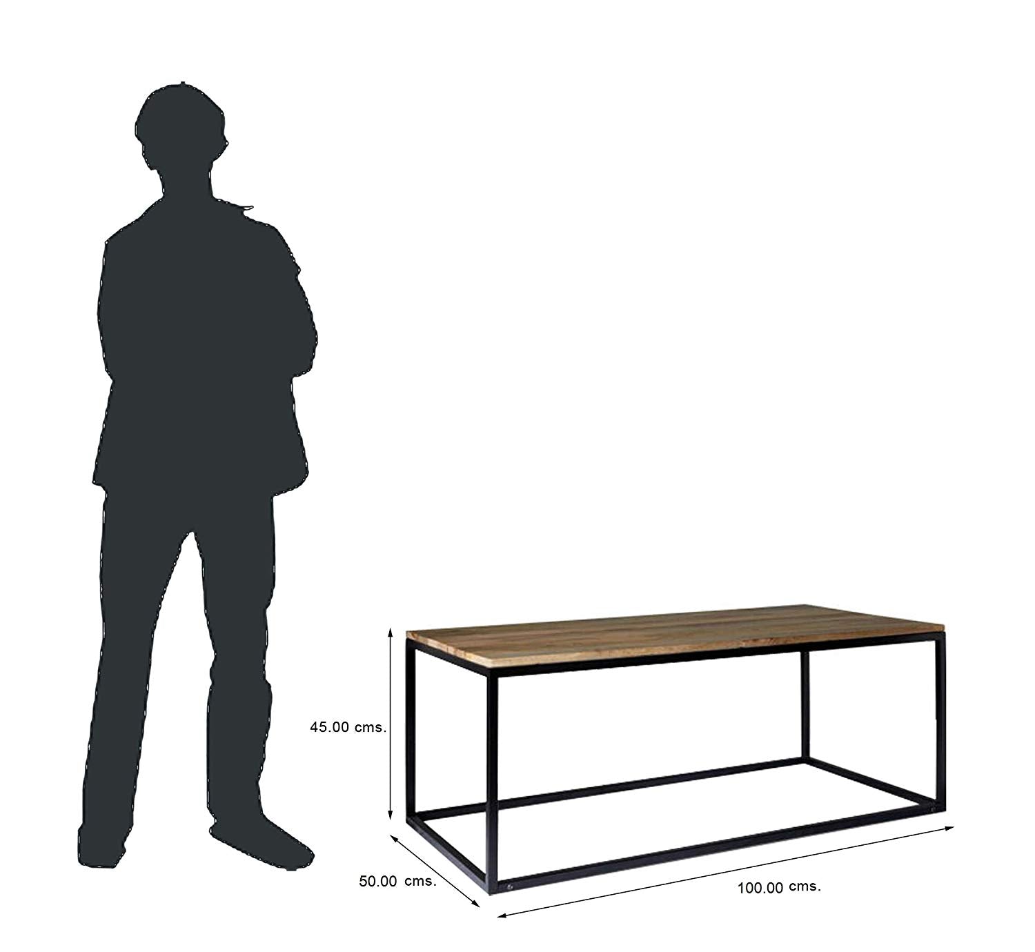 Solid Wooden & Iron Center Coffee Table for Home (Black) - Furnishiaa -  - 