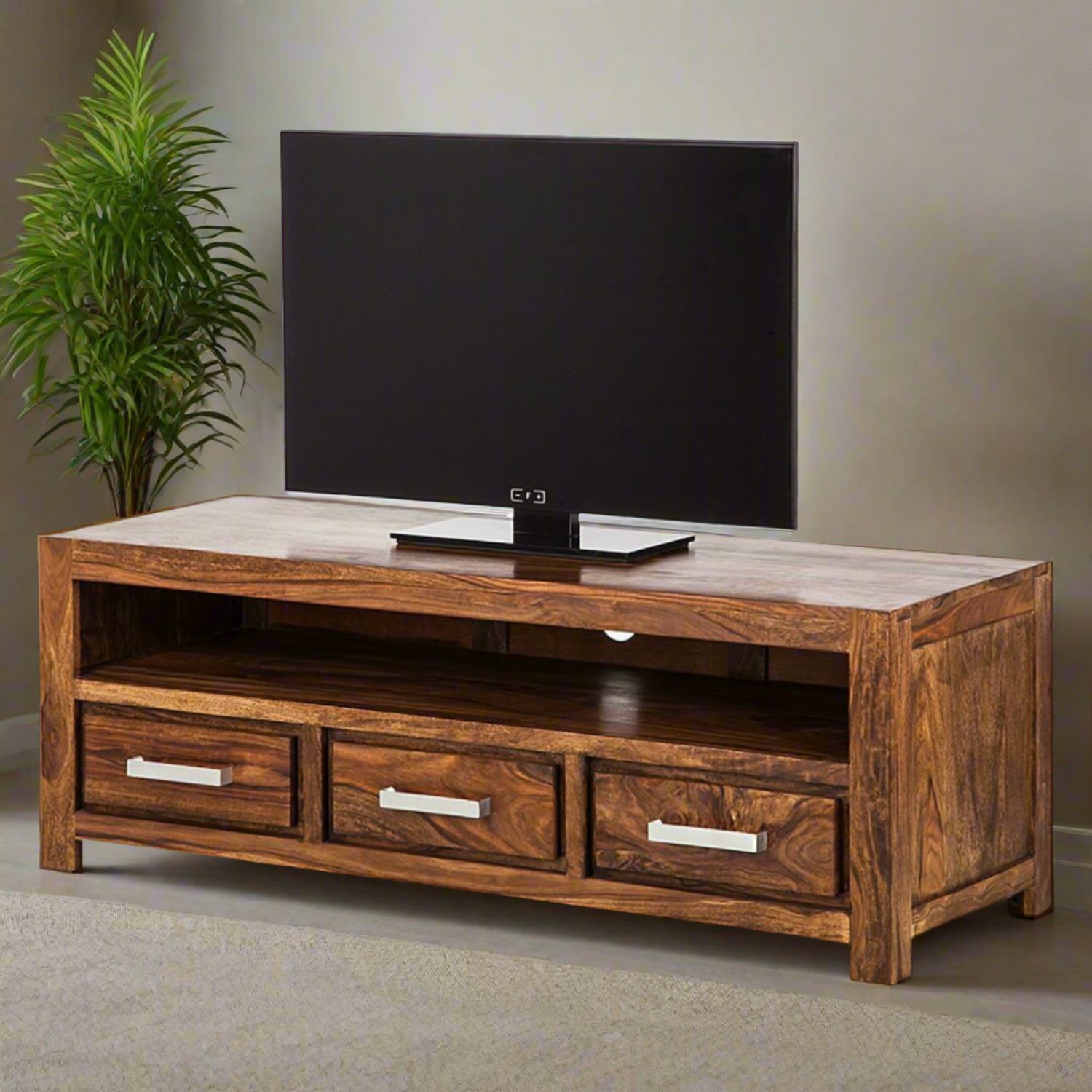 Solid sheesham Wood Showcase Tv Unit Cabinet - Furnishiaa -  - 