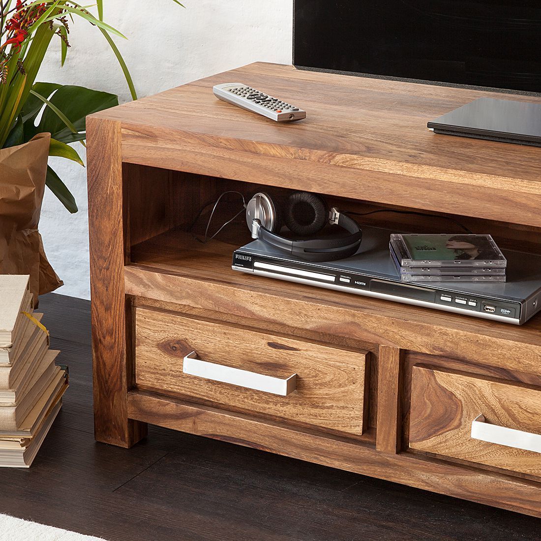 Solid sheesham Wood Showcase Tv Unit Cabinet - Furnishiaa -  - 