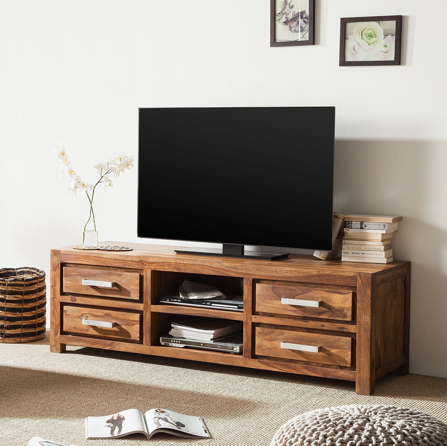 Solid sheesham wood showcase tv unit cabinet - Furnishiaa -  - 
