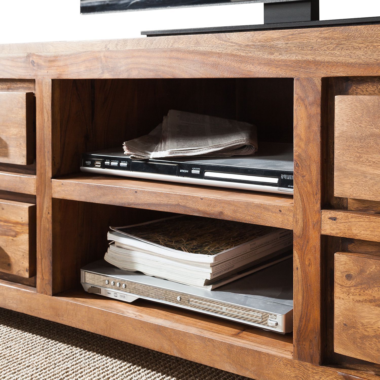 Solid sheesham wood showcase tv unit cabinet - Furnishiaa -  - 