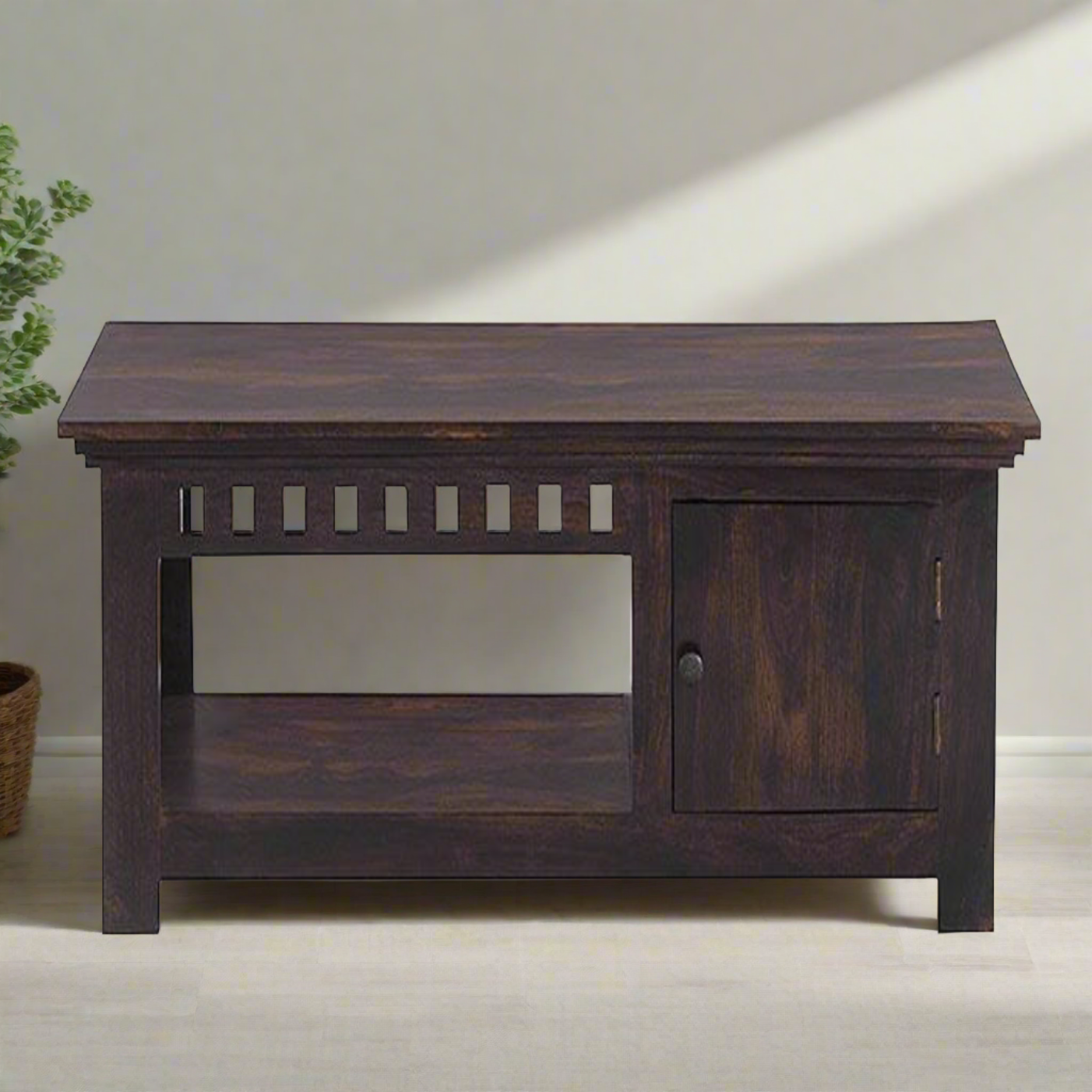 Solid sheesham wood showcase tv unit cabinet - Furnishiaa -  - 