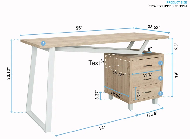 Solid wood Taiga Study table Writing desk for home & office - Furnishiaa -  - 