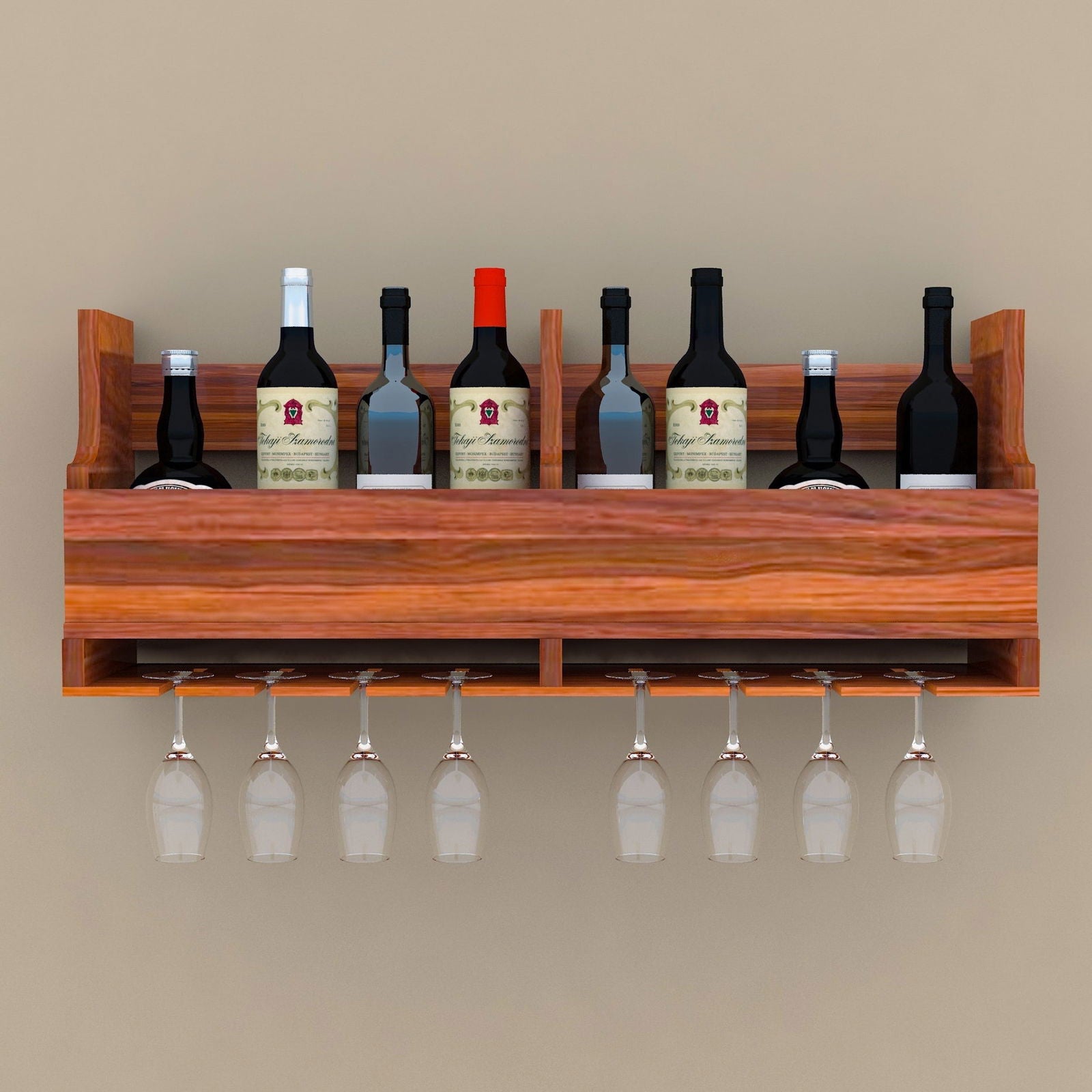 Stylish Solid Sheesham Wood Wine Stand With Glass Cabinet - Furnishiaa -  - 