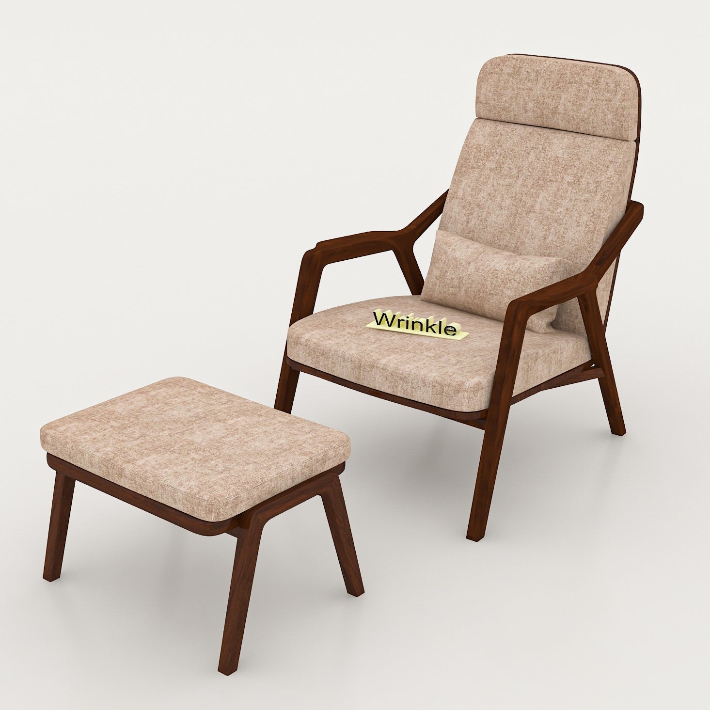 Stylish Walnut Solid Sheesham Wood Arm Chair With Stool - Furnishiaa -  - 