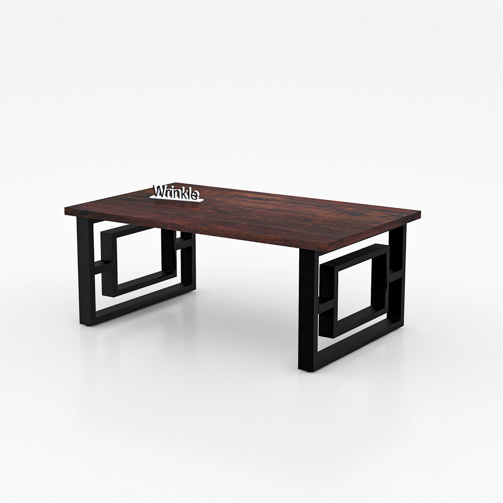 Supreme iron Center Table With Solid Sheesham Walnut Finished Top - Furnishiaa -  - 