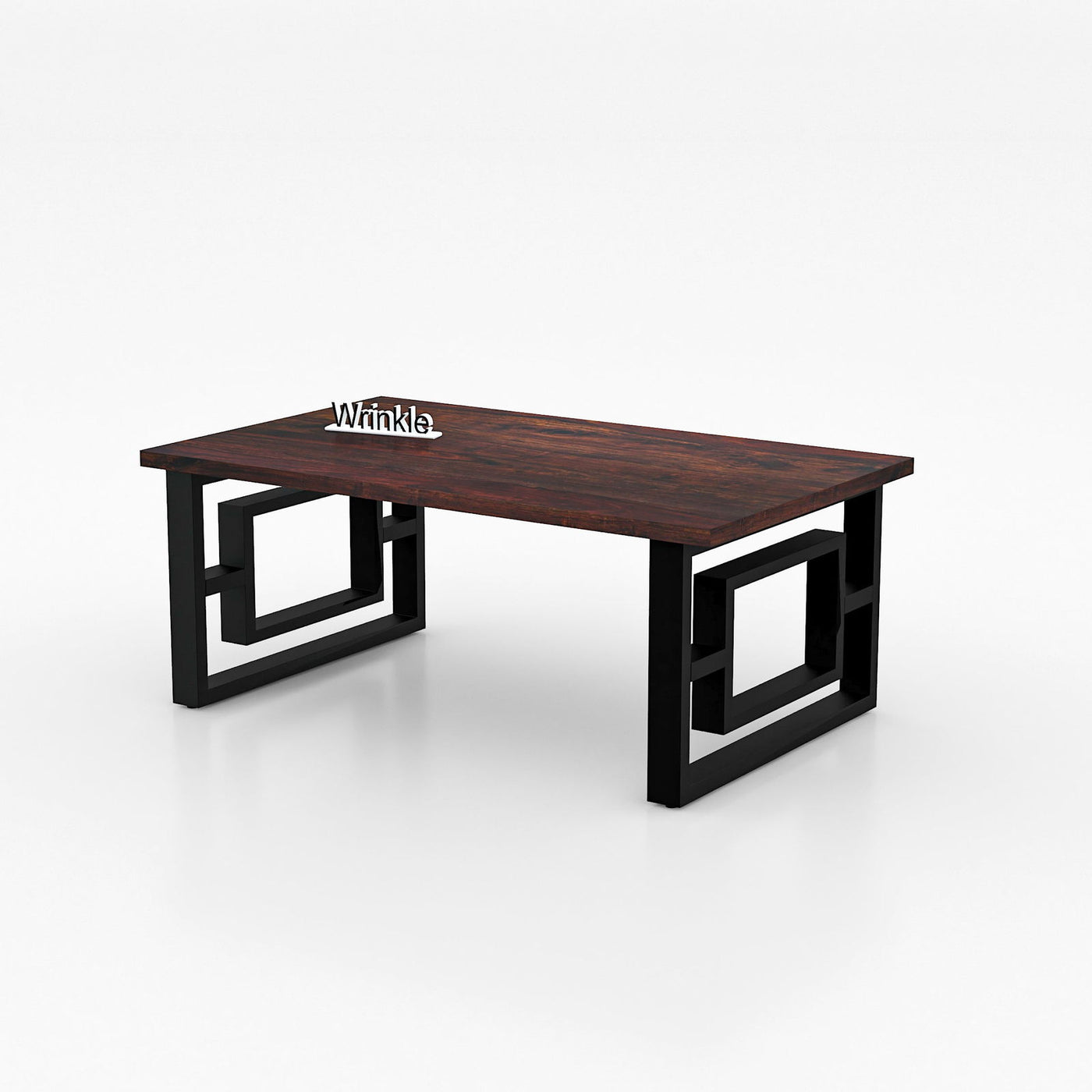 Supreme iron Center Table With Solid Sheesham Walnut Finished Top 