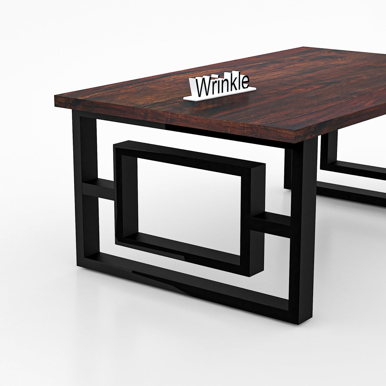 Supreme iron Center Table With Solid Sheesham Walnut Finished Top - Furnishiaa -  - 