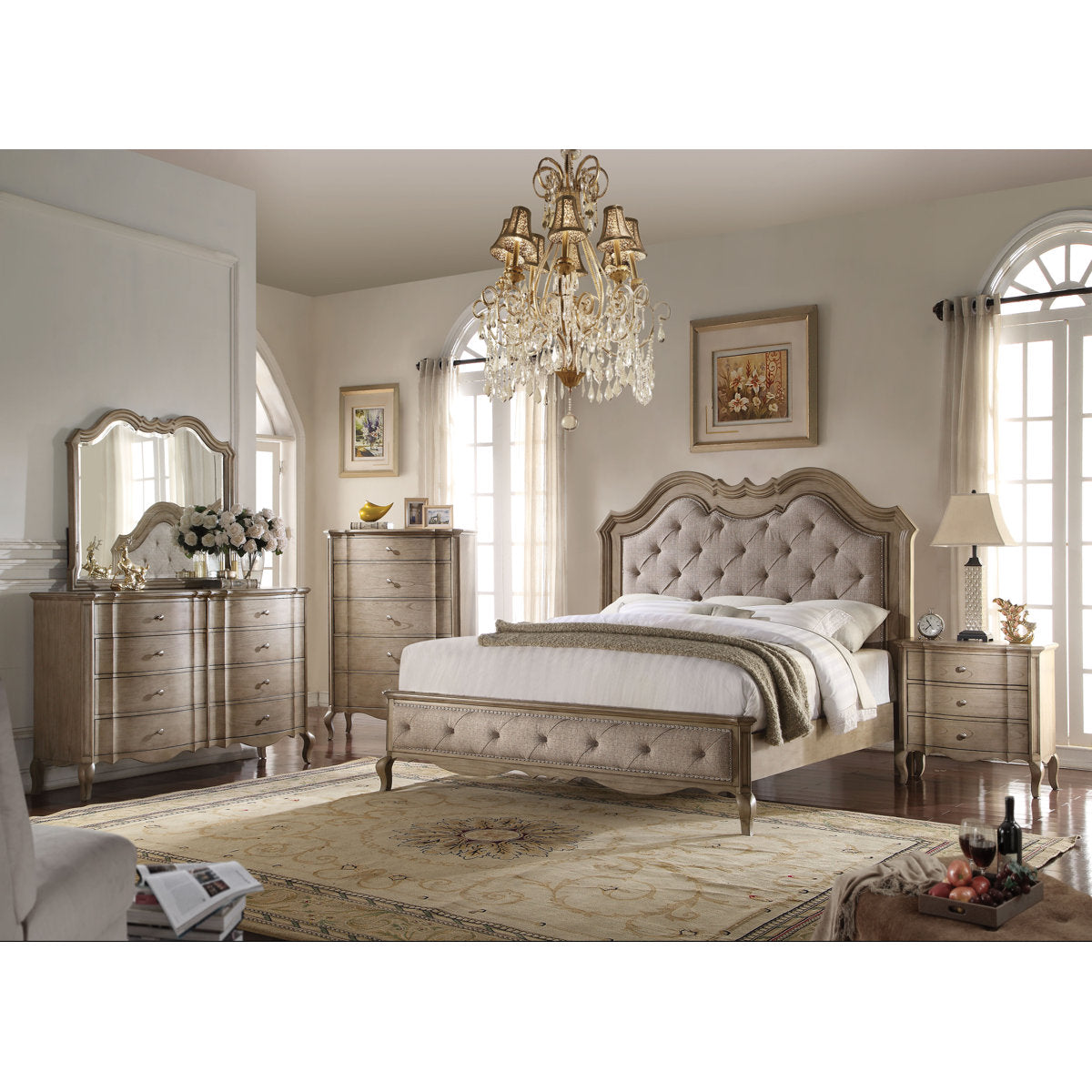 Furnishiaa Upholstered Fabric Bed Frame with Headboard