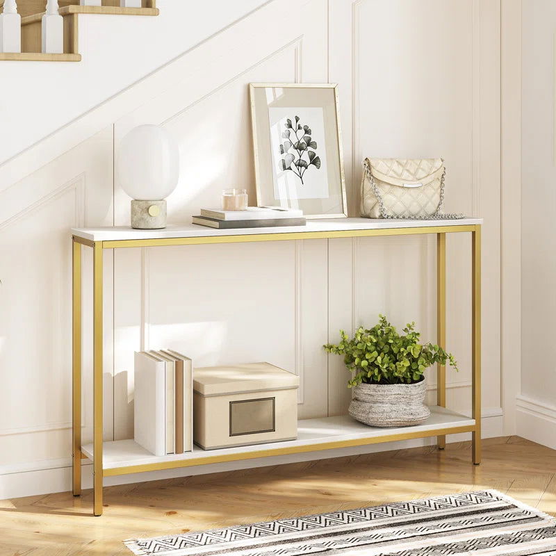 Traditional Solid Wood Console Table in White Finish - Furnishiaa -  - 