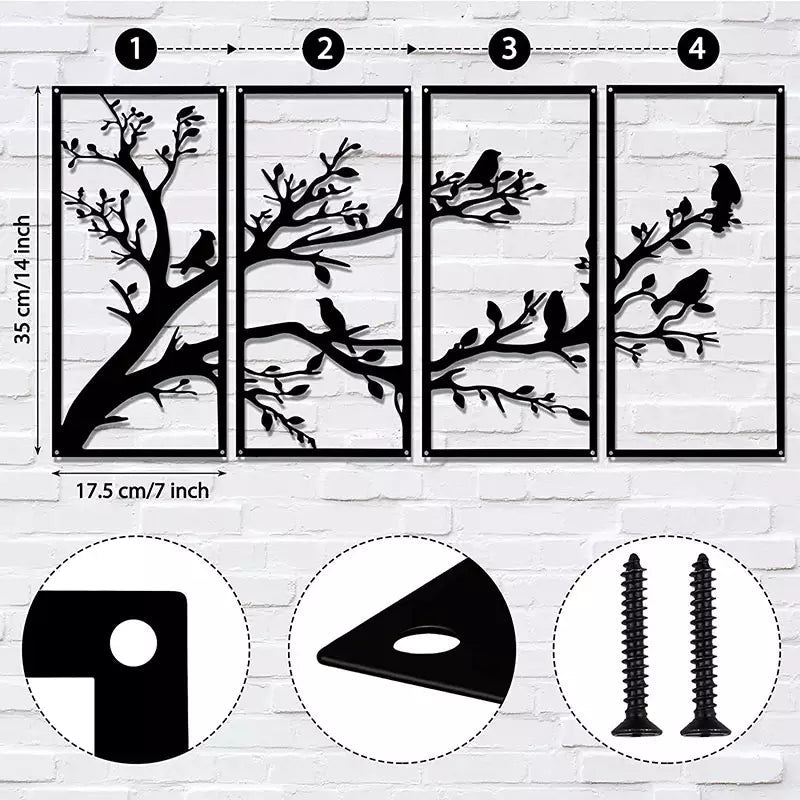 Tree Design 4 Piece Metal Wall Hanging Wall Art for Home & Décor - Furnishiaa -  - 
