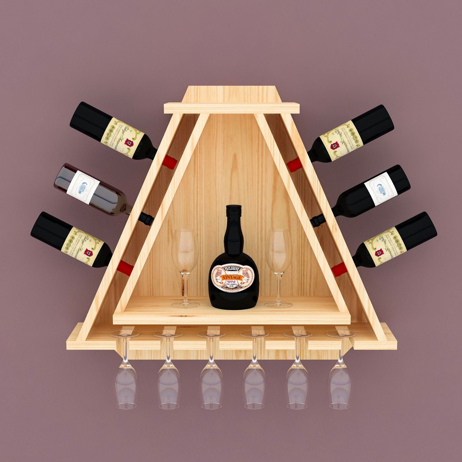 Triangle Shape Solid Sheesham Wood Wine Stand With Glass Cabinet - Furnishiaa -  - 