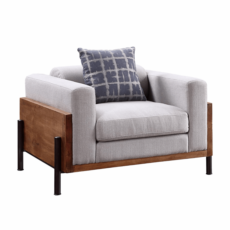 Metal Wood Fluffy Sofa with Iron Legs