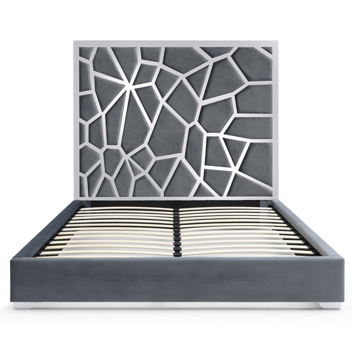 Furnishiaa Contemporary Upholstered Metal Platform Bed