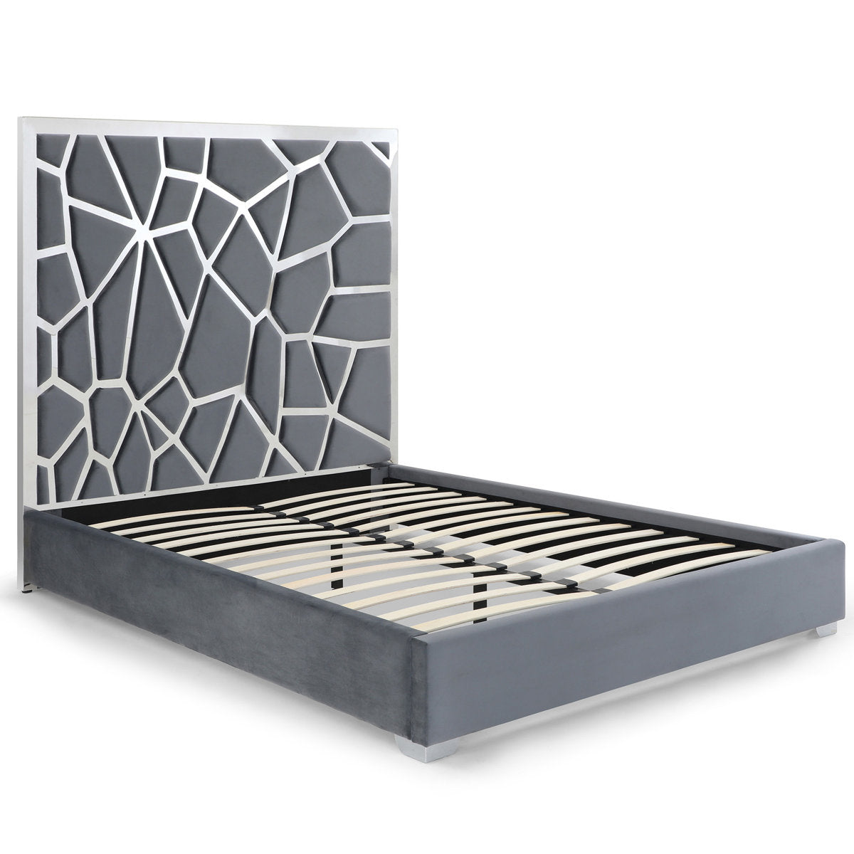 Furnishiaa Contemporary Upholstered Metal Platform Bed