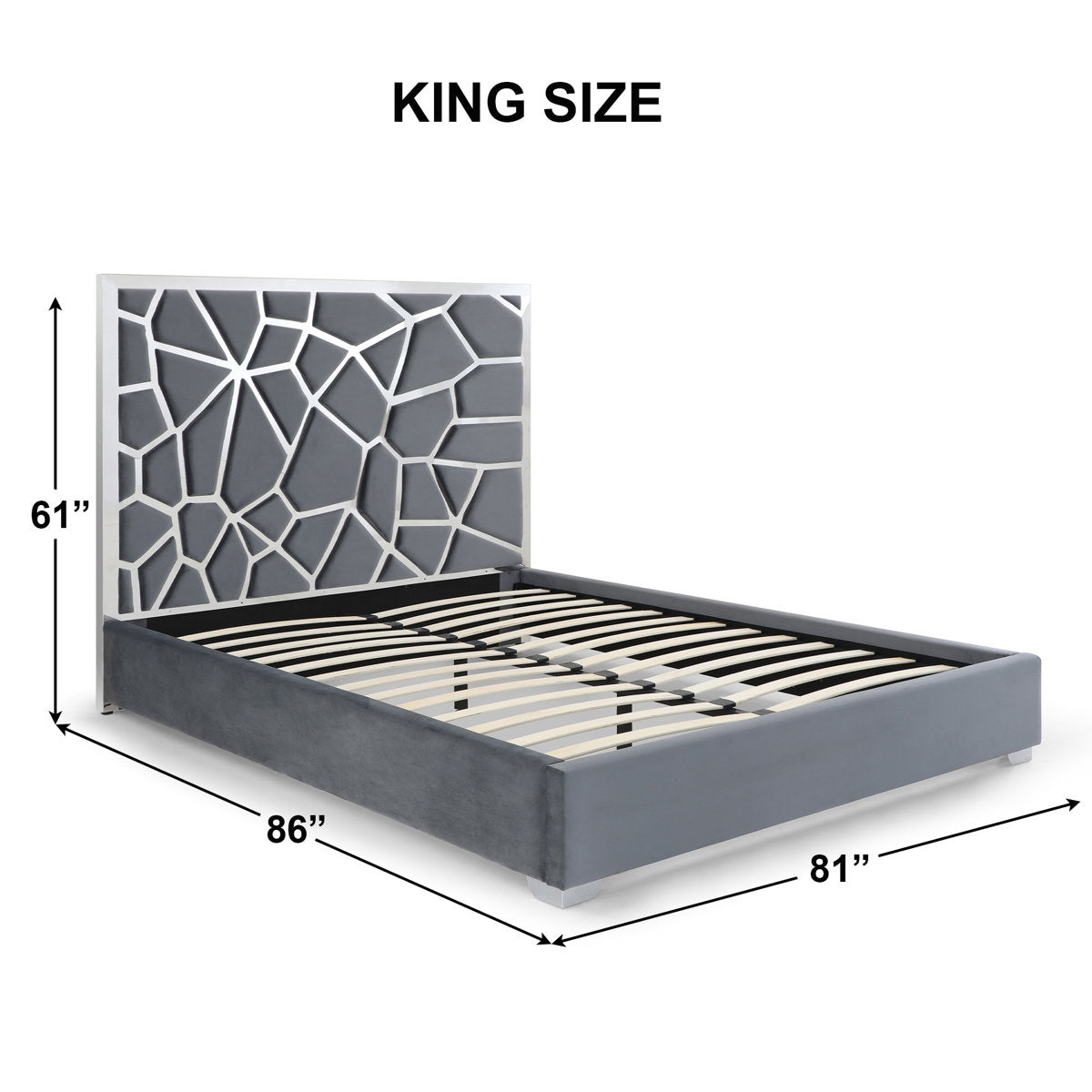 Furnishiaa Contemporary Upholstered Metal Platform Bed