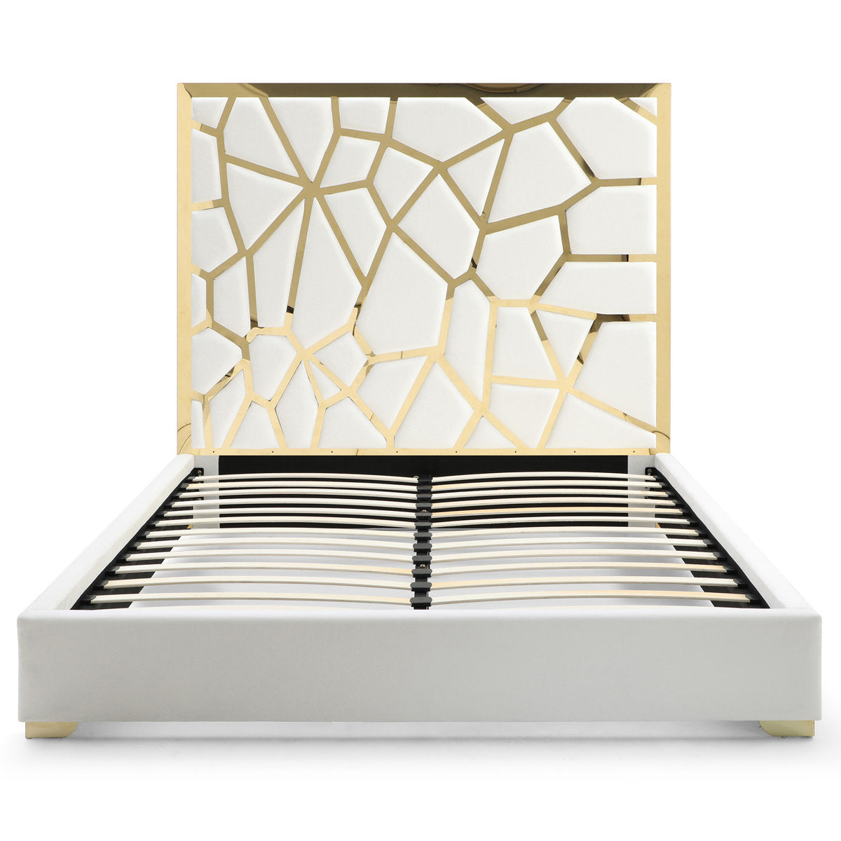 Furnishiaa Contemporary Upholstered Metal Platform Bed