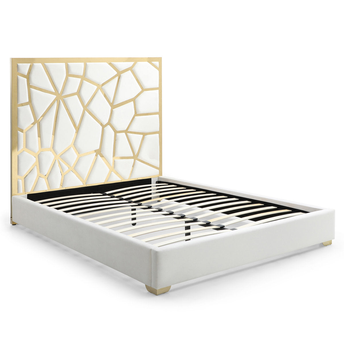 Furnishiaa Contemporary Upholstered Metal Platform Bed