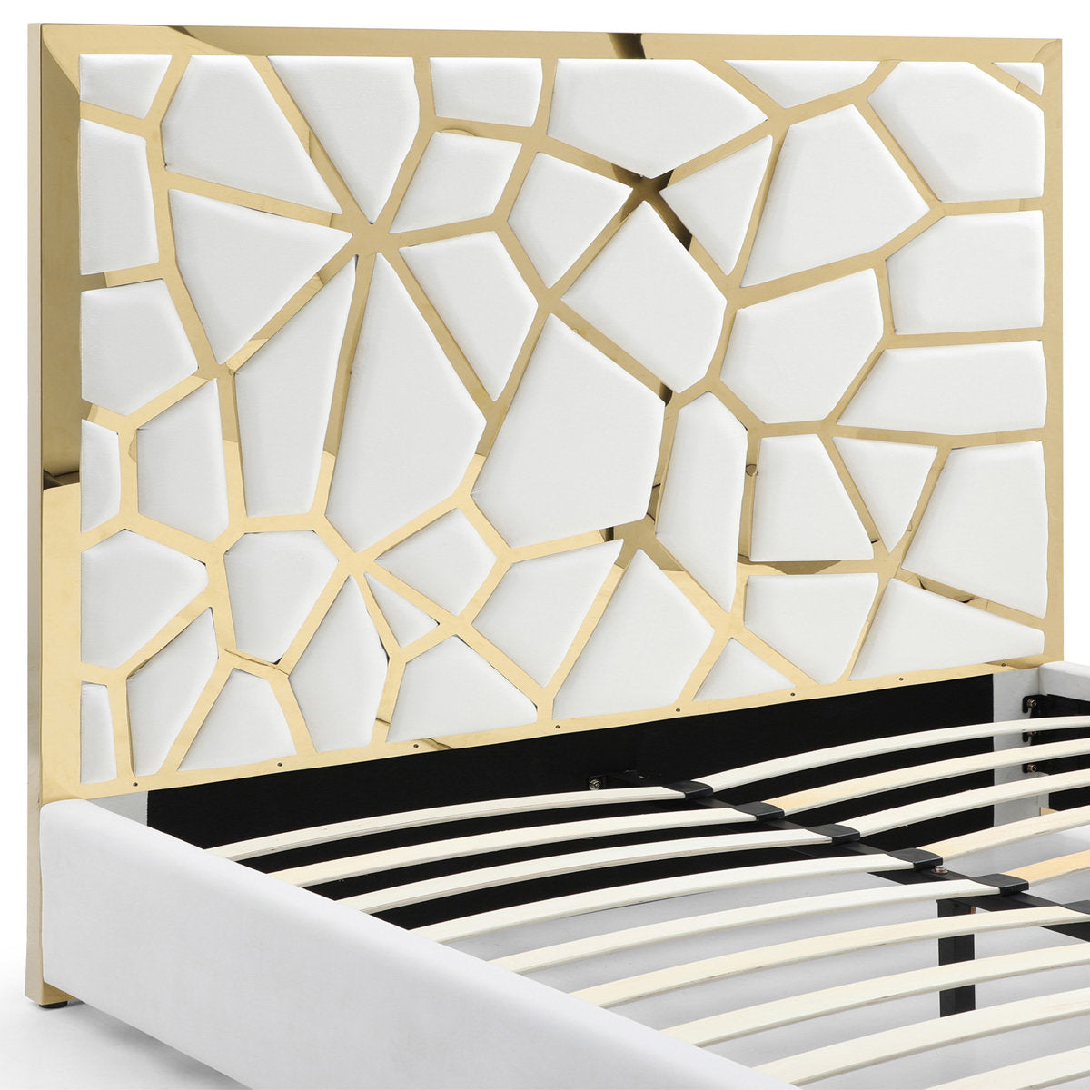 Furnishiaa Contemporary Upholstered Metal Platform Bed