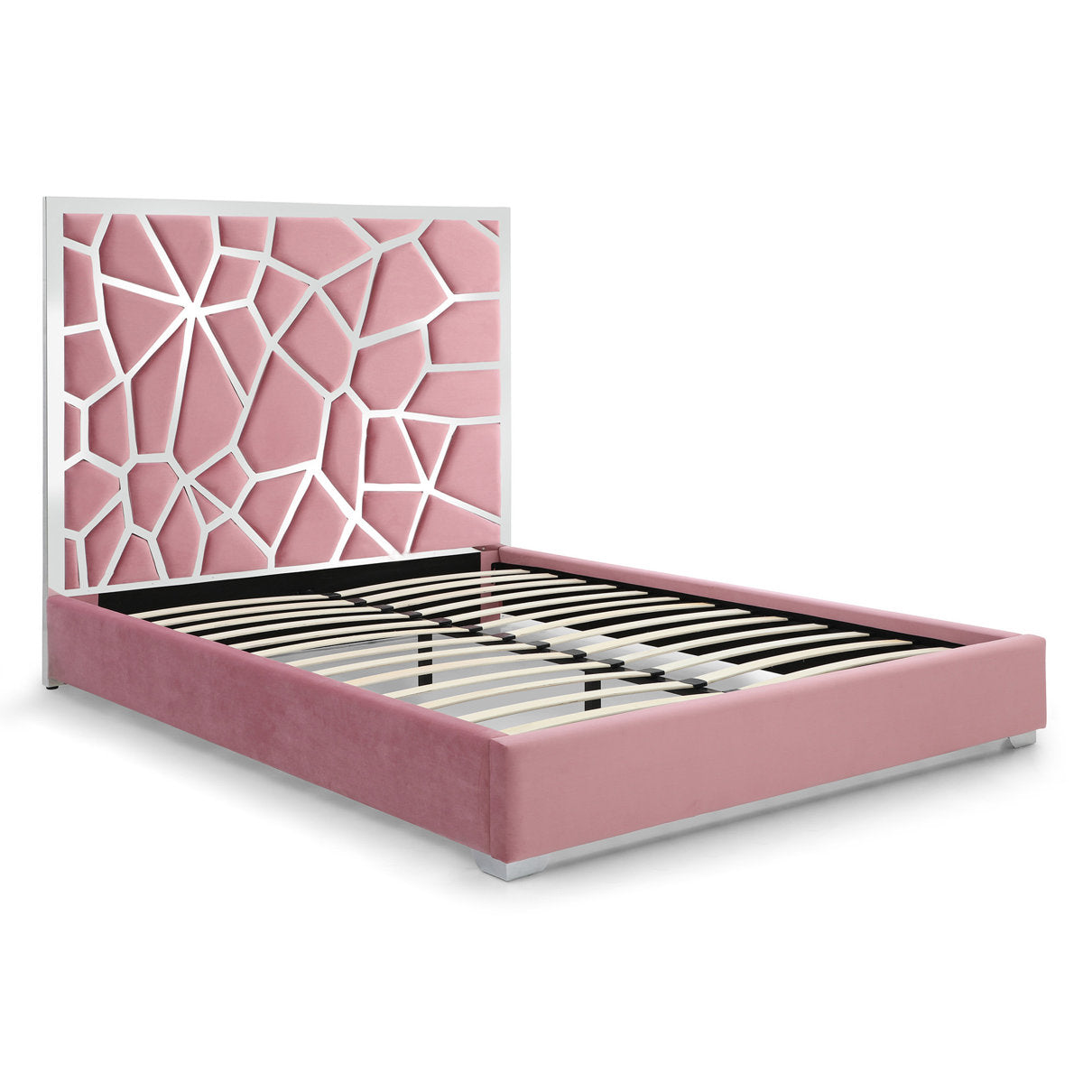 Furnishiaa Contemporary Upholstered Metal Platform Bed