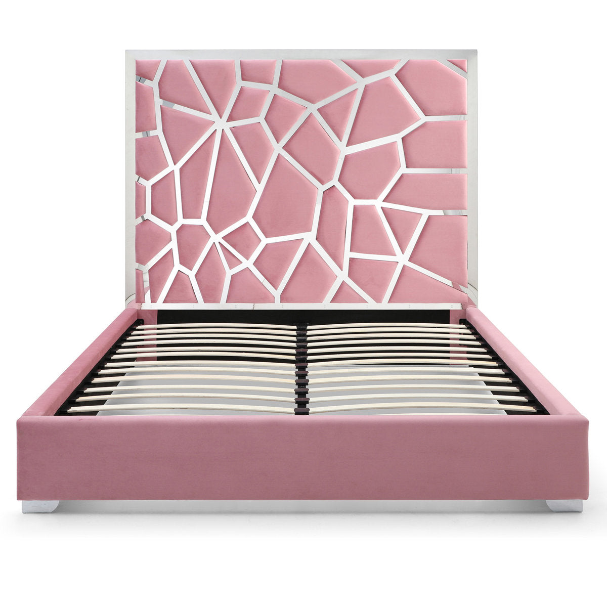 Furnishiaa Contemporary Upholstered Metal Platform Bed
