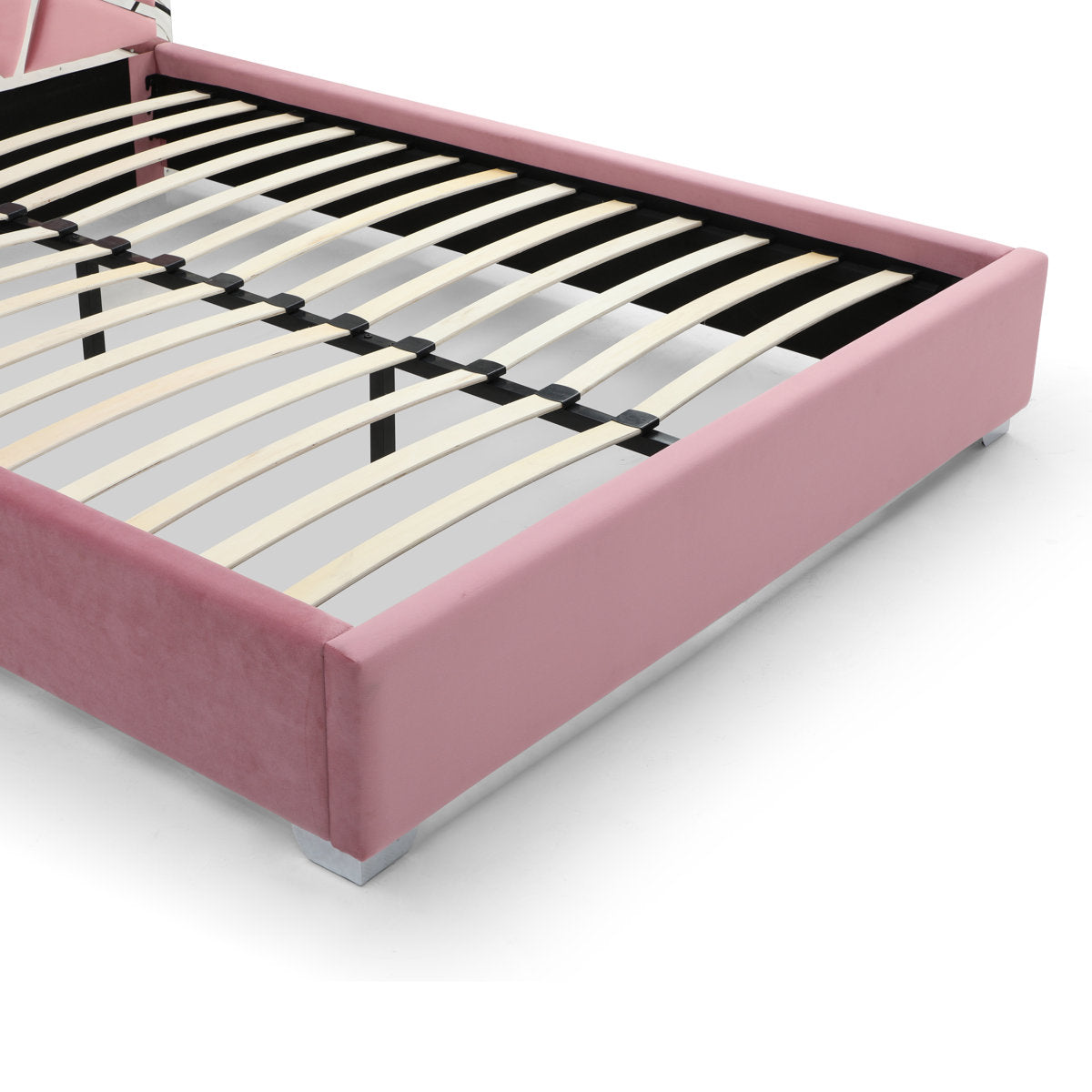 Furnishiaa Contemporary Upholstered Metal Platform Bed