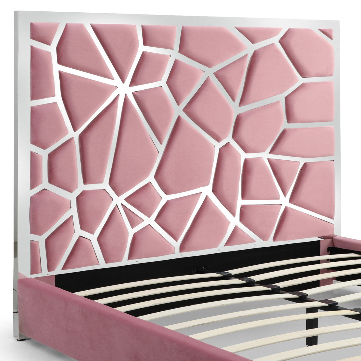 Furnishiaa Contemporary Upholstered Metal Platform Bed