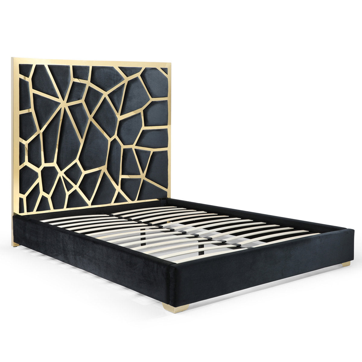 Furnishiaa Contemporary Upholstered Metal Platform Bed
