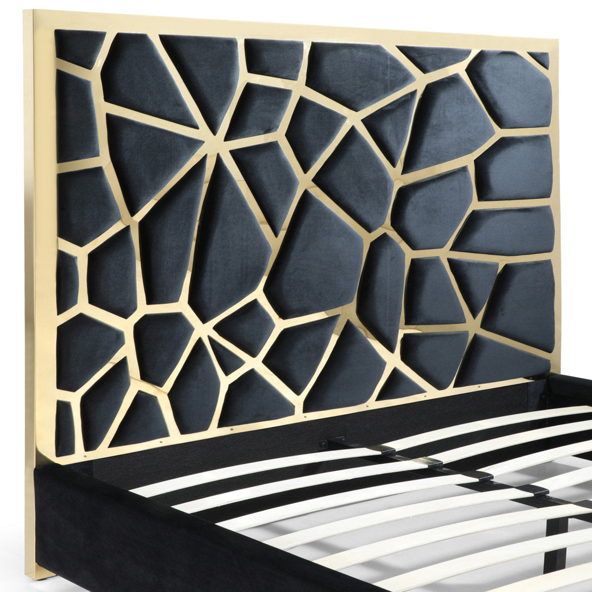 Furnishiaa Contemporary Upholstered Metal Platform Bed
