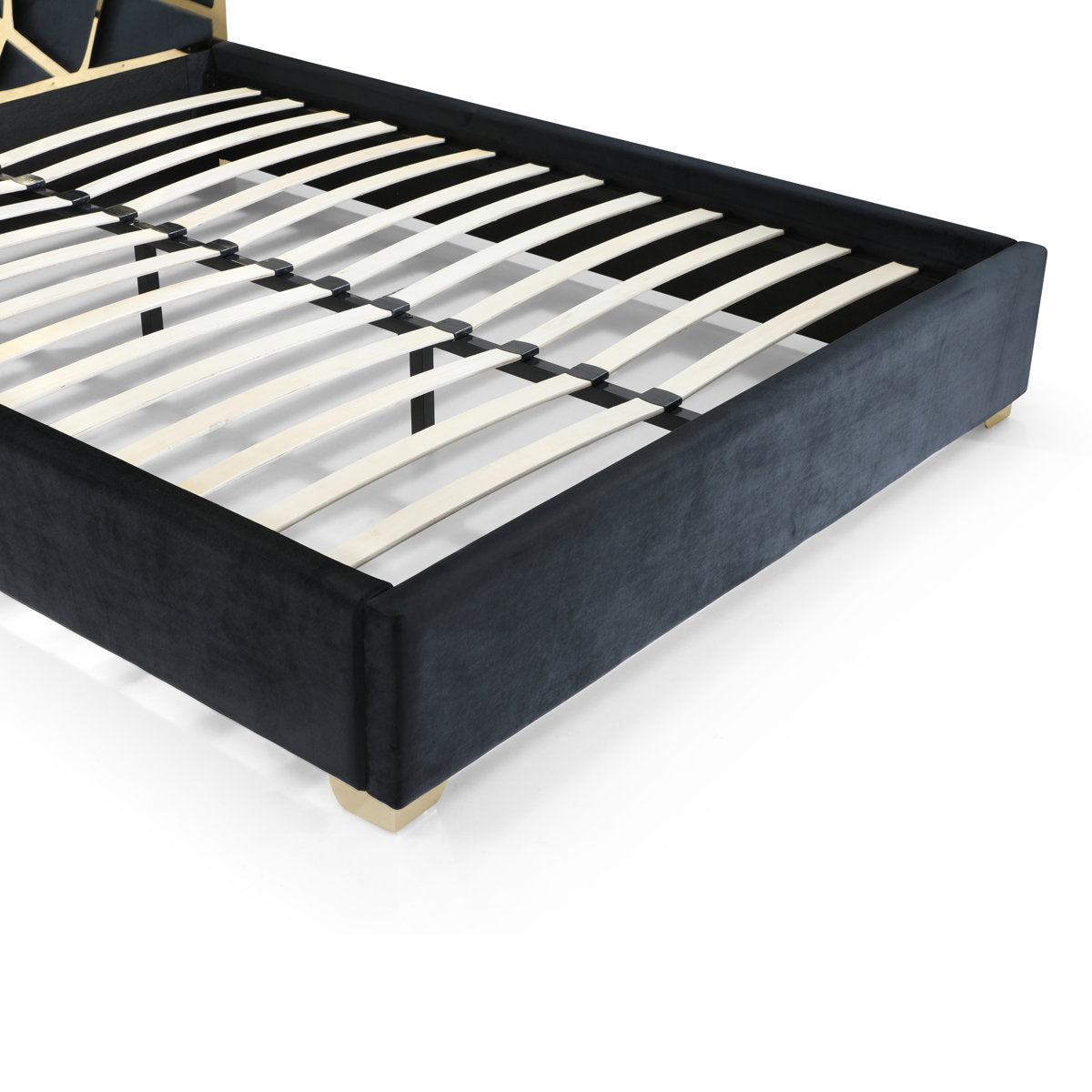 Furnishiaa Contemporary Upholstered Metal Platform Bed
