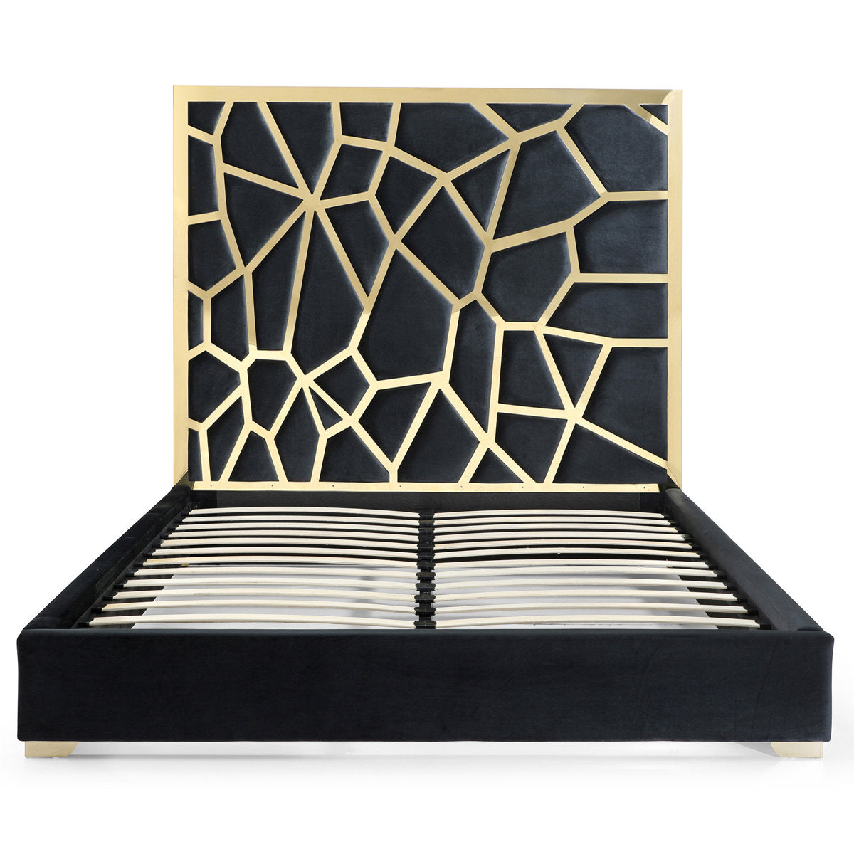 Furnishiaa Contemporary Upholstered Metal Platform Bed