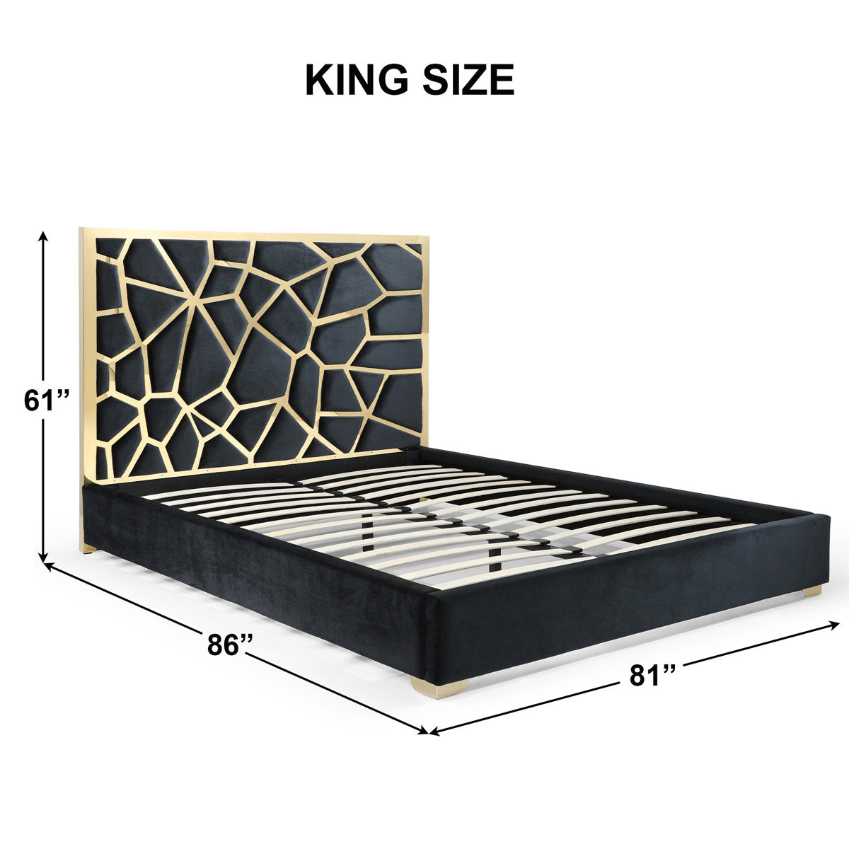Furnishiaa Contemporary Upholstered Metal Platform Bed