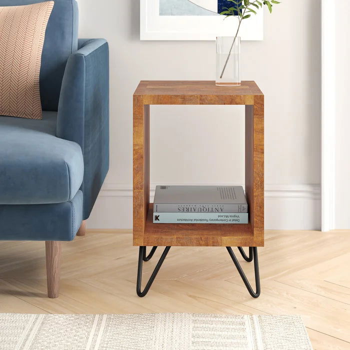 WRINKLE Brown Sheesham Wood Bedside Table - Furnishiaa -  - 