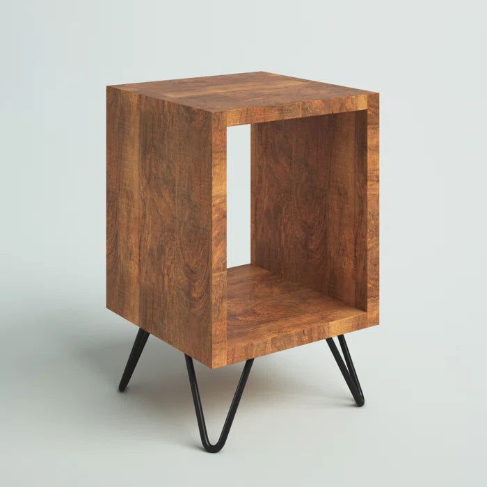 WRINKLE Brown Sheesham Wood Bedside Table - Furnishiaa -  - 