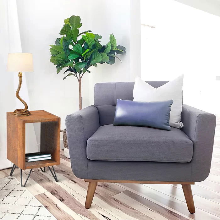 WRINKLE Brown Sheesham Wood Bedside Table - Furnishiaa -  - 