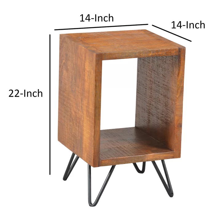 WRINKLE Brown Sheesham Wood Bedside Table - Furnishiaa -  - 