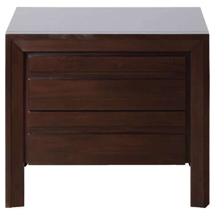 WRINKLE Designer Sheesham Wood Bedside Table In Walnut Matte - Furnishiaa -  - 